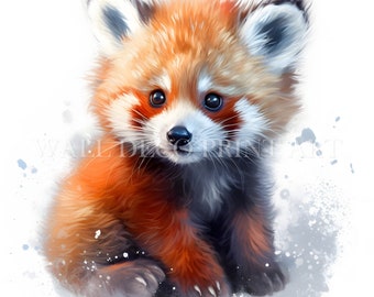 Beautiful RED PANDA Clipart Bundle - 11 High Quality JPGs - Digital Downloads - Commercial Use, Watercolor, Mixed Media, Digital Paper Craft