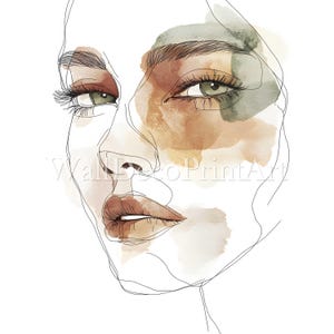 18 vrouw gezicht clipartbundel-10 hoge kwaliteit JPG-digitale download-commercieel gebruik aquarel mixed media afdrukbaar papier ambachtelijke ontwerp