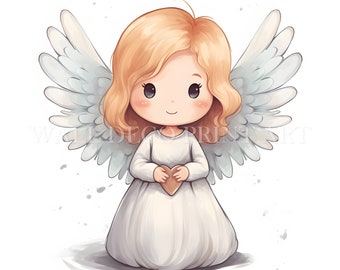 Cute Scandi Angel Clipart Bundle - 11 High Quality JPGs - Digital Download - Commercial Use, Watercolor, Mixed Media, Digital Paper Craft