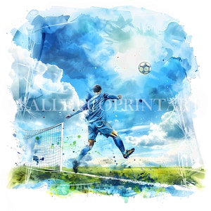 10 Clipart di obiettivi di giocatori di calcio - JPG di alta qualità - Download digitali - Uso commerciale, acquerello, tecniche miste, artigianato digitale con carta digitale