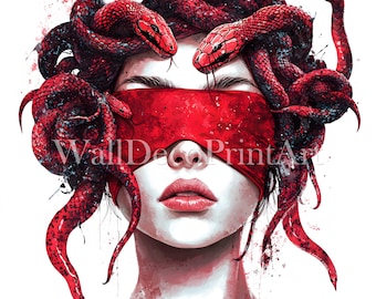 10 Medusa Woman Clipart - High Quality JPGs - Digital Download Commercial Use Watercolor Printables Media Digital Paper Art Fantasy Portrait