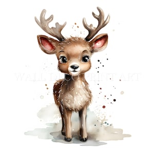 Cute Scandi Reindeer Clipart Bundle - 1 PNG & 10 High Quality JPGs - Digital Downloads - Commercial Use, Watercolor, Digital Paper Craft