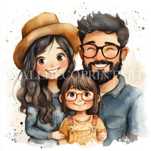 10 Happy Family Clipart Bundle - JPG di alta qualità - Download digitale - Uso commerciale, acquerello, tecniche miste, artigianato digitale su carta, stampa