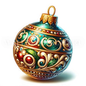 10 Lovely Christmas Bulb Clipart Bundle 2 - JPG de alta calidad - Descargas digitales - Uso comercial, acuarela, medios mixtos, papel digital