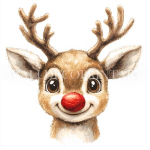 10 Christmas Reindeer Clipart Bundle - JPG di alta qualità - Download digitali - Uso commerciale, acquerello, tecniche miste, artigianato digitale su carta