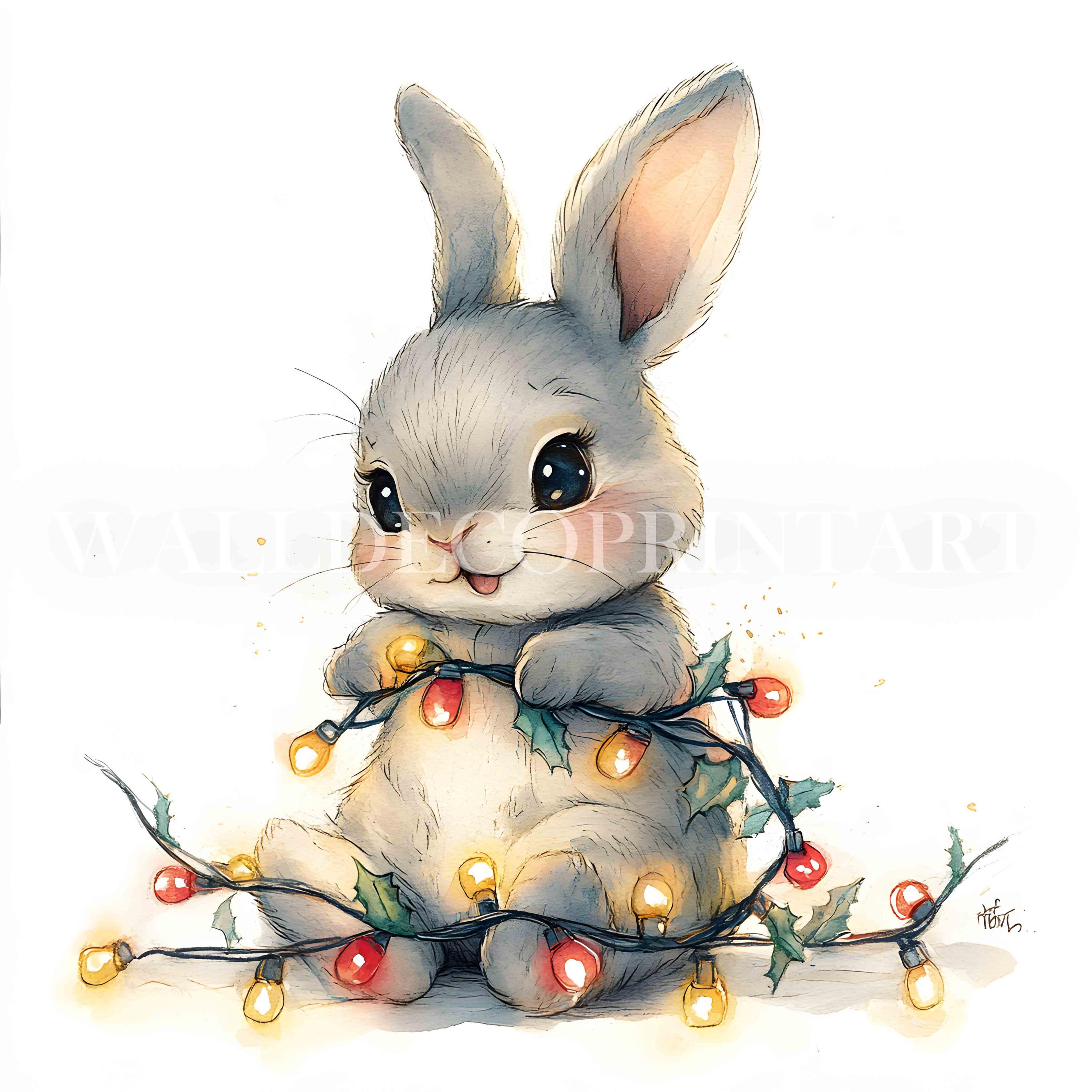 Christmas Rabbit Lights Clipart Bundle - 10 High Quality JPG - Digital ...