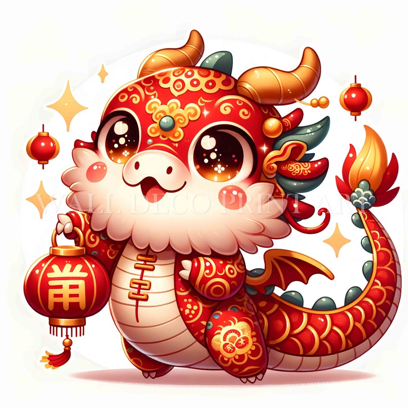 Cute Chinese Dragon Clipart Bundle - 12 High Quality Jpgs - Digital ...