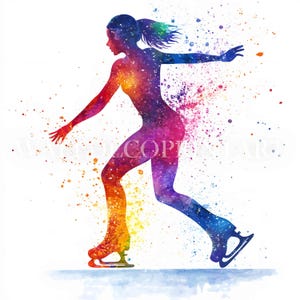 11 Eiskunstlauf Clipart - Hochwertige JPG - Digitaler Download - Kommerzielle Nutzung, Aquarell, Druckbare Medien, Digitales Papier Handwerk Sport Kunst
