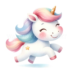 Soft Sketch UNICORN Clipart Bundle - 5 JPG di alta qualità - Download digitale - Uso commerciale, acquerello, tecniche miste, artigianato digitale su carta