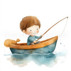 11 kleine Fischer Clipart - Hochwertige JPG - Digitaler Download - Kommerzielle Nutzung Aquarell Druckbare Medien Digitales Papier Handwerk Nettes Kind