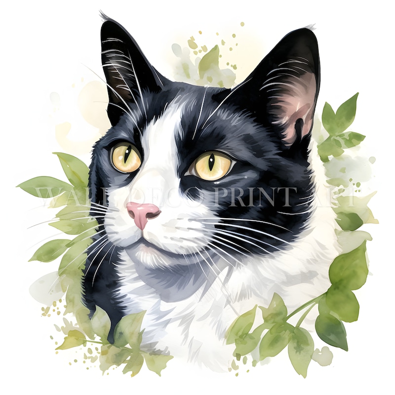 Tuxedo Cat Art - Etsy