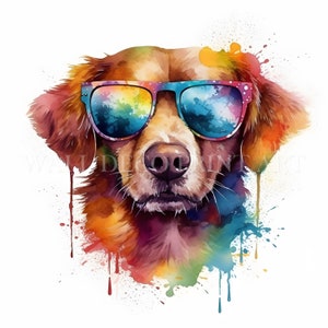 Pacote de clipart de cães legais - 10 JPGs de alta qualidade - Downloads digitais - Uso comercial, aquarela, mídia mista, artesanato em papel digital