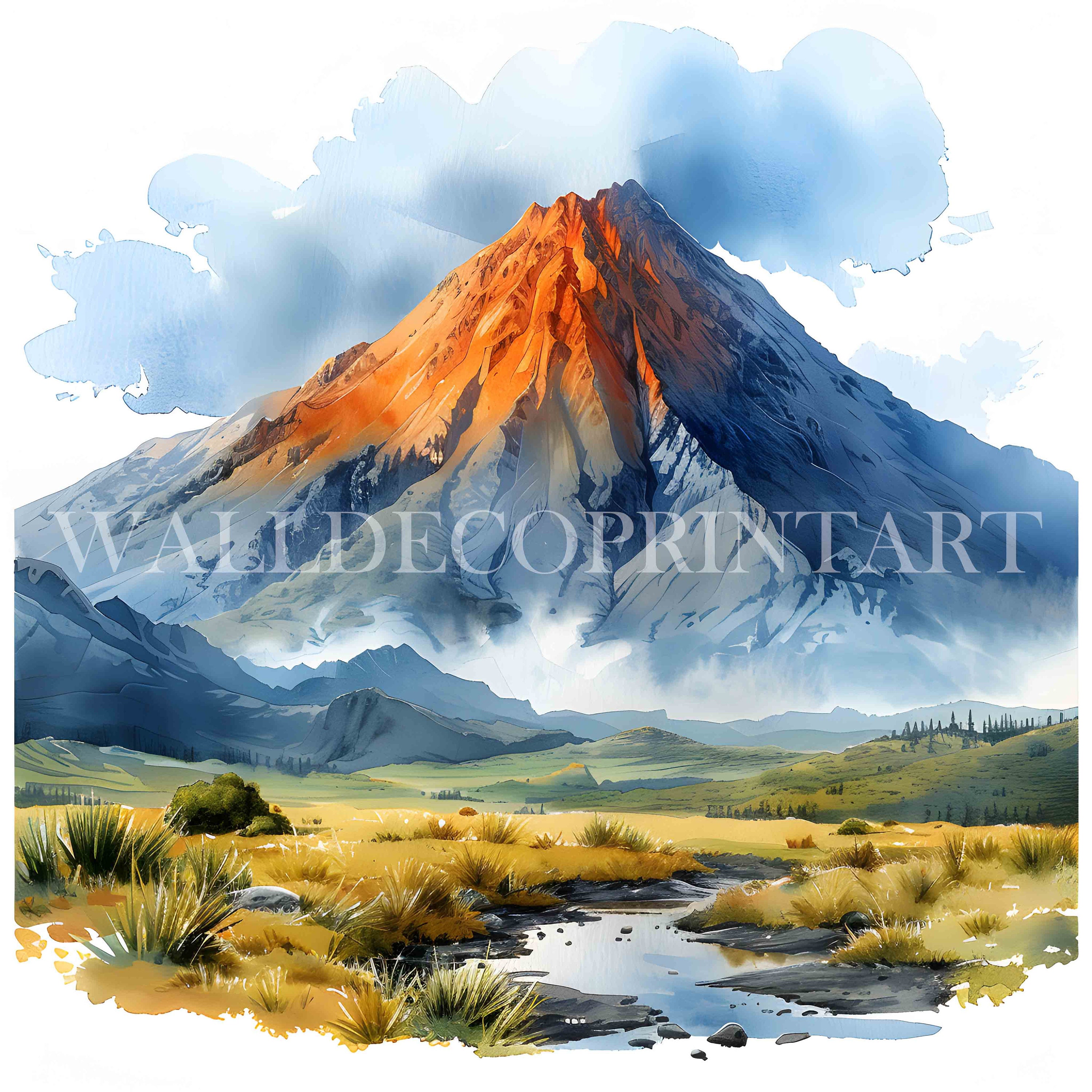 活火山のクリップアート11点 - 高画質JPG - デジタルダウンロード