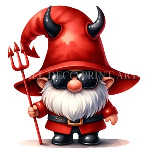 Uroczy mały DIABEŁ Gnomów Clipart Bundle - 14 wysokiej jakości JPG - Pobieranie cyfrowe - Komercyjne wykorzystanie akwareli Technika mieszana Cyfrowe rzemiosło