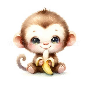 Soft Sketch MONKEY Clipart Bundle - 5 JPG di alta qualità - Download digitale - Uso commerciale, acquerello, tecniche miste, artigianato digitale su carta