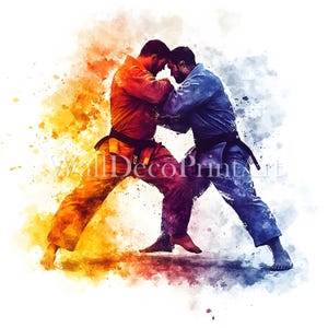 10 cliparts Jiu Jitsu - JPG de haute qualité - téléchargements numériques - usage Commercial aquarelle supports imprimables papier artisanat sport Art BJJ karaté