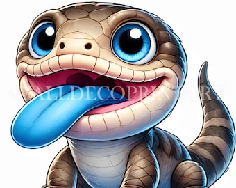 Soft Sketch Blue Tongued Skink Clipart Bundle - 4 High Quality