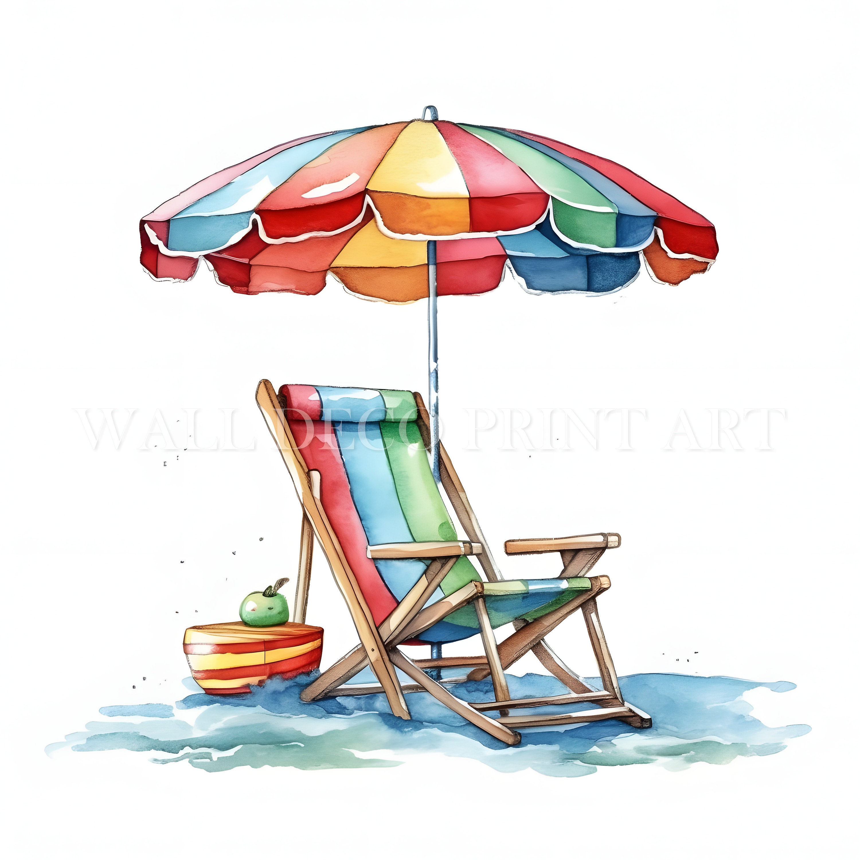 Colorful Beach Chair Clipart 12 High Quality Jpgs Digital Etsy