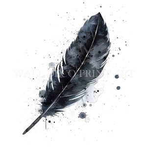 Black Feather Clipart Bundle - 10 JPG di alta qualità - Download digitali - Uso commerciale, acquerello, tecniche miste, artigianato digitale su carta, arte