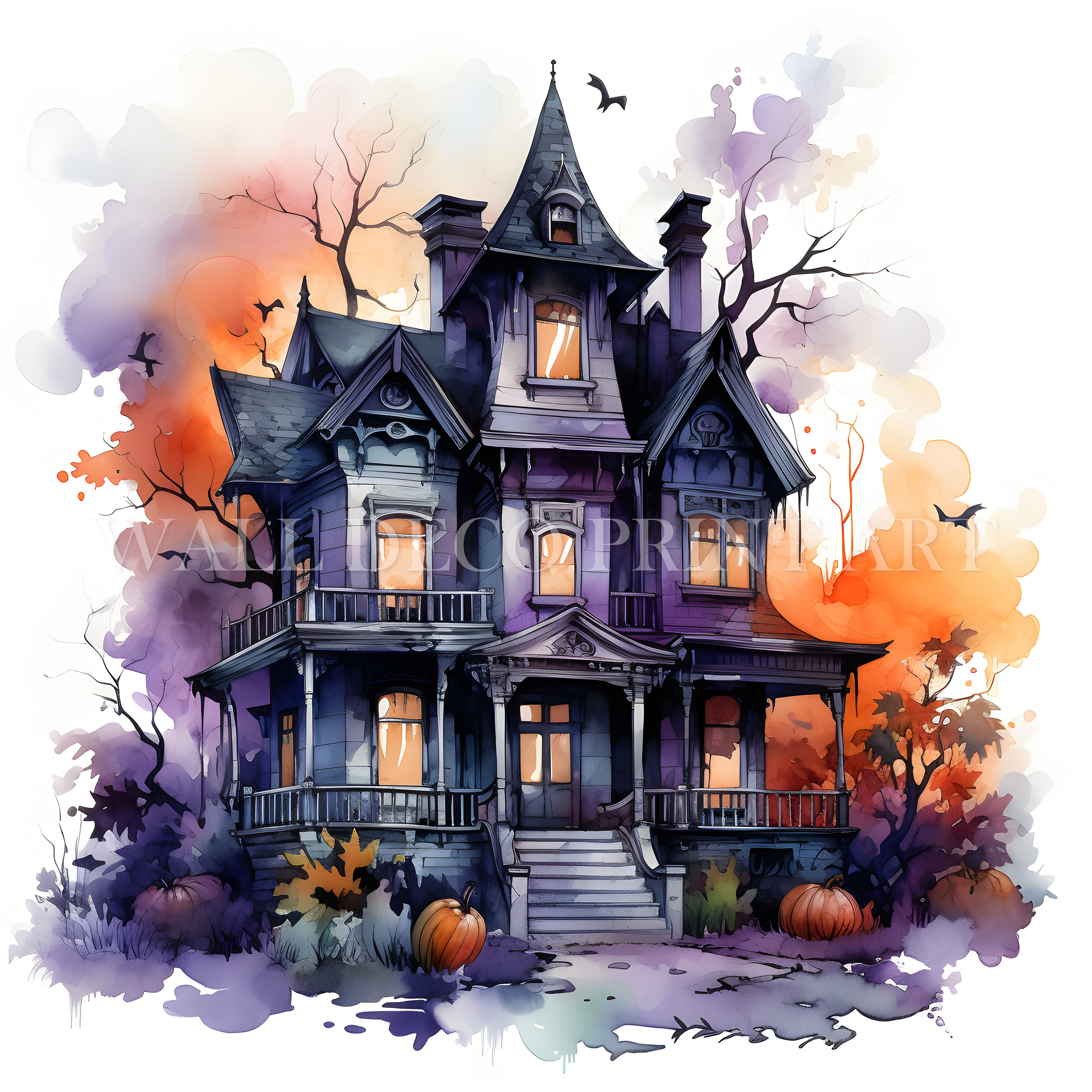 Halloween Haunted House Clipart Bundle - 6 High Quality Jpgs - Digital