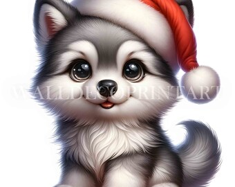 18 Cute Christmas Wolf Clipart Bundle - High Quality JPGs - Digital Download - Commercial Use, Watercolor, Mixed Media, Digital Paper Craft