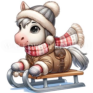 10 Christmas Winter Horse Clipart Bundle - High Quality Jpgs - Digital ...
