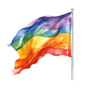 Kleurrijke vlag clipart-10 hoge kwaliteit jpg's - digitale downloads - commercieel gebruik, aquarel, mixed media, digitale papierkunst