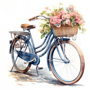 Watercolor Floral Bicycle Clipart Bundle - 10 High Quality JPG ...