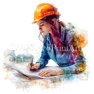 12 Frau Techniker Clipart Bundle - Hochwertige Bilder - Digitaler Download - Kommerzielle Nutzung Aquarell Mixed Media Druckbares Papierhandwerk