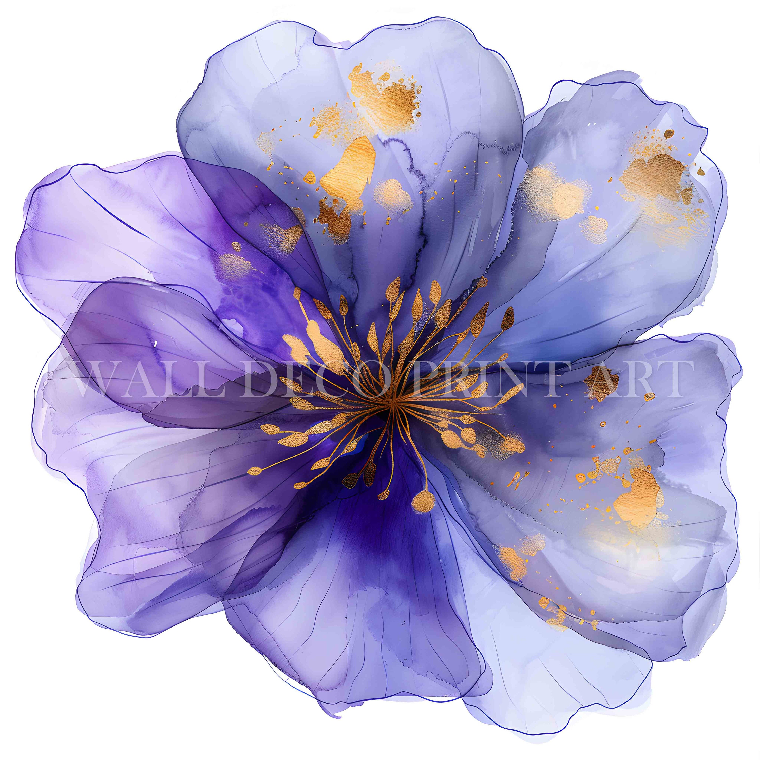 ヒーリング絵画＊光花　Be the shining flower　金運注目　紫 紫と金の抽象的な花のクリップアートバンドル - 10の高品質JPG