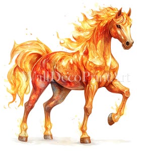 Lot de 10 cliparts cheval Phoenix - JPG de haute qualité - téléchargement numérique - papier imprimable aquarelle technique mixte à usage commercial