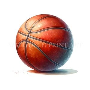 Basketball Ball Clipart - 10 hochwertige JPGs - digitale Downloads - kommerzielle Nutzung, Aquarell, Mischtechnik, digitales Papier Handwerk, Digital