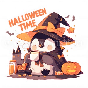 20 Cute Halloween Penguin Clipart Bundle - High Quality Images - Digital Downloads - Commercial Use, Watercolor, Mixed Media, Paper Craft