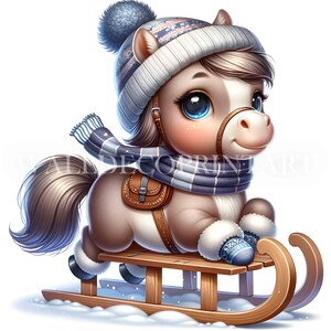 10 Christmas Winter Horse Clipart Bundle - High Quality Jpgs - Digital ...