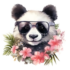 Cool and Cute Panda Clipart-bundel - 10 hoge kwaliteit JPG's - Digitale downloads - Commercieel gebruik, aquarel, Mixed media, Digital Paper Craft