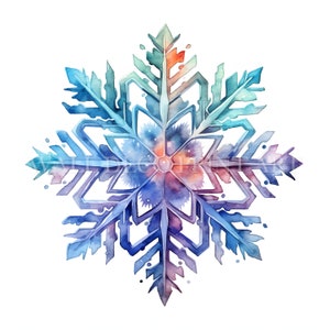 Beautiful Snowflake Clipart Bundle - 10 High Quality JPGs - Digital Downloads - Commercial Use, Watercolor, Mixed Media, Digital Paper Craft