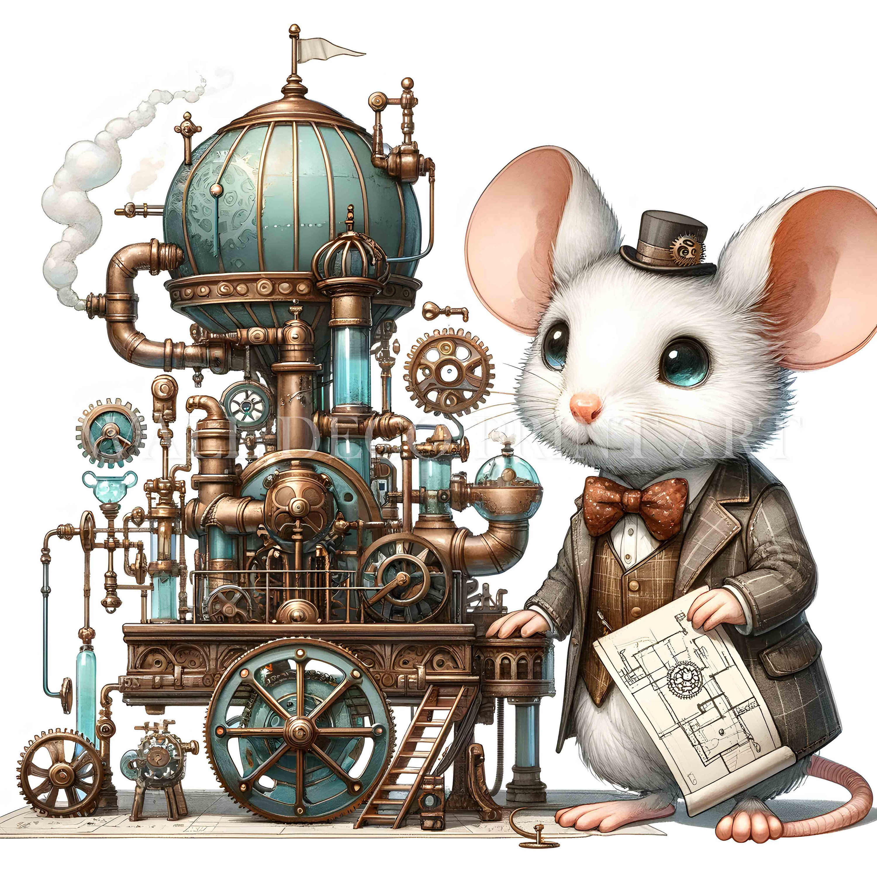 Cute Steampunk Mouse Clipart Bundle - 13 High Quality Images - Digital ...