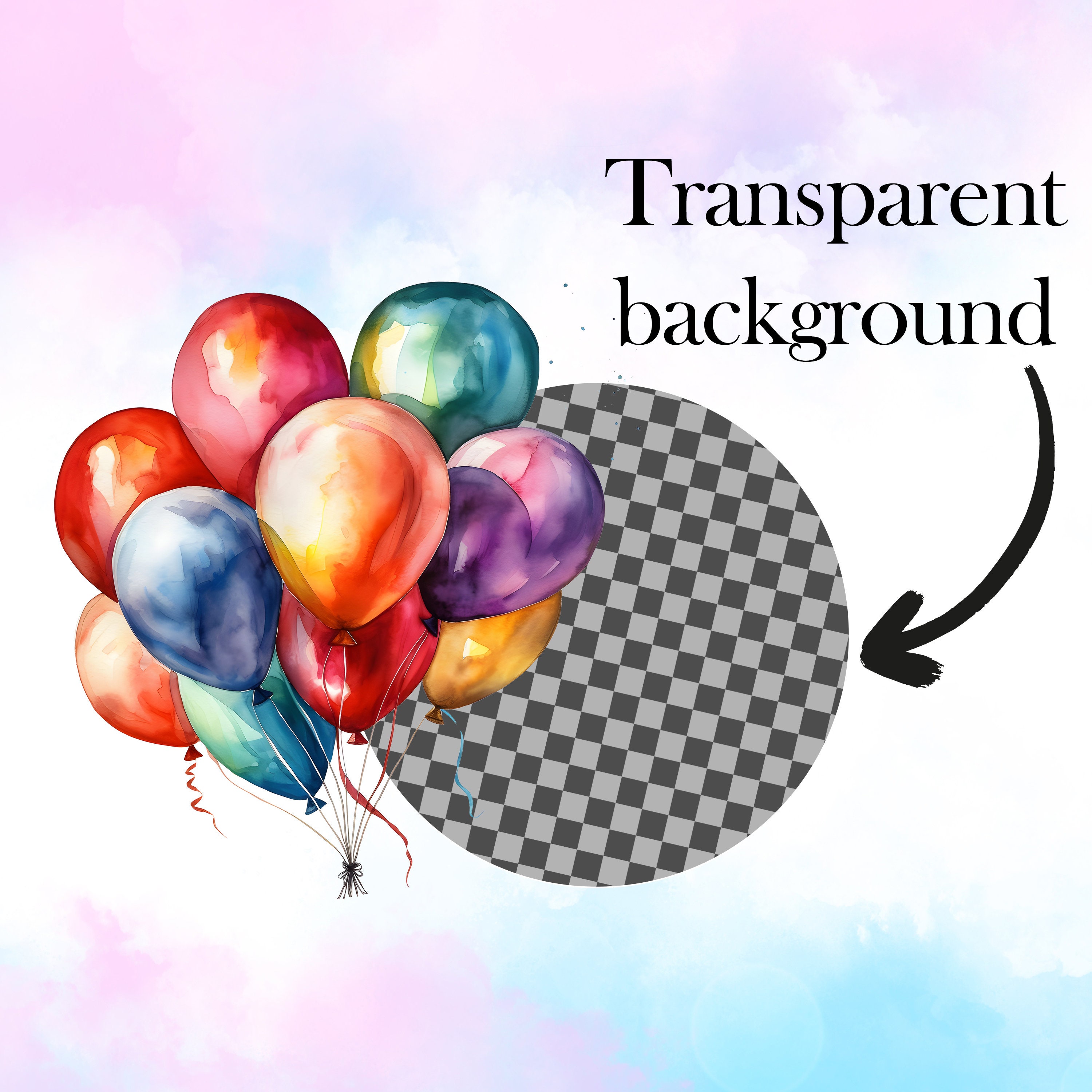 Colorful Party Balloons Clipart - 10 High Quality Pngs - Digital ...