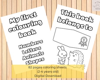 Kindergarten coloring 82 pages worksheets for toddler (2-4 years old) instant digital download homeschool digital printable activity book