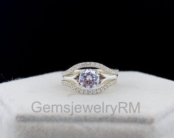 getlove Anello di fidanzamento in moissanite ovale da 1,5-3 ct placcato in oro bianco 18 carati Anello solitario D-Color VVS1 Anello promessa, Pietra preziosa, Moissanite