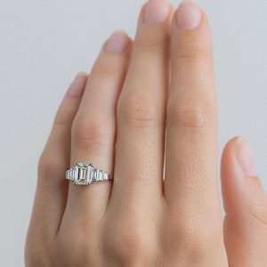 1.8ct Emerald Cut Lab Grown Diamond Ring, 14k Solid Gold Engagement Ring, Certified Diamond Wedding Ring, Anniversary Gifts For Her