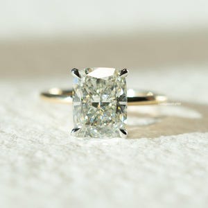 4ct Elongated Cushion Cut Lab Grown Diamond Ring, Solitaire  Engagement Ring, 14k Solid Gold Wedding Ring, Anniversary Gifts For Her