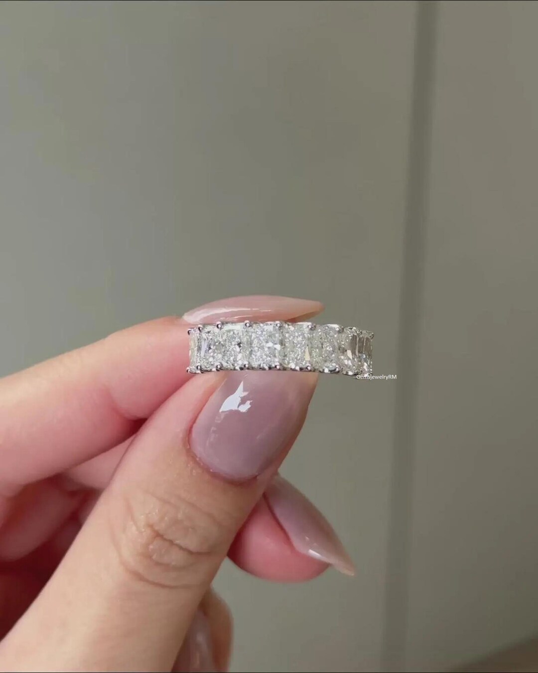 Radiant Lab Grown Diamond Wedding Band: 14k Gold Half Eternity Ring - Etsy