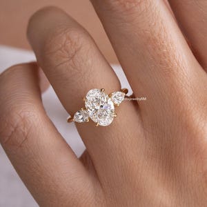 3.2CT Oval Cut Three Stone Ring, Moissanite Engagement Ring, 14k Solid Gold Wedding Ring, Anniversary Gifts For Her, Classic Promise Ring