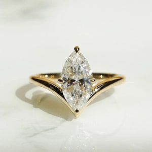 1.5CT Marquise Cut Lab Grown Diamond Ring, Unique Engagement Ring, Solid Gold Wedding Ring, Anniversary Ring, Gifts For Her, Handmade Ring