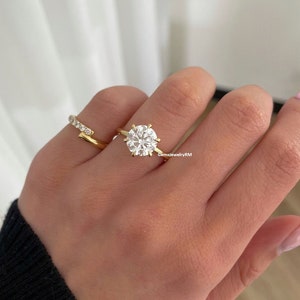 2ct Round Cut Lab Grown Diamond Ring, Propose Ring, 6 Prong 14k Solid Gold Ring, Handmade Diamond Engagement Ring, Anniversary Ring
