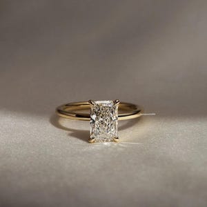 2.25CT Lab Grown Diamond Ring, Radiant Cut Engagement Ring, Hidden Halo Wedding Ring, Solid Gold Bridal Jewlery, Anniversary Gifts Ring