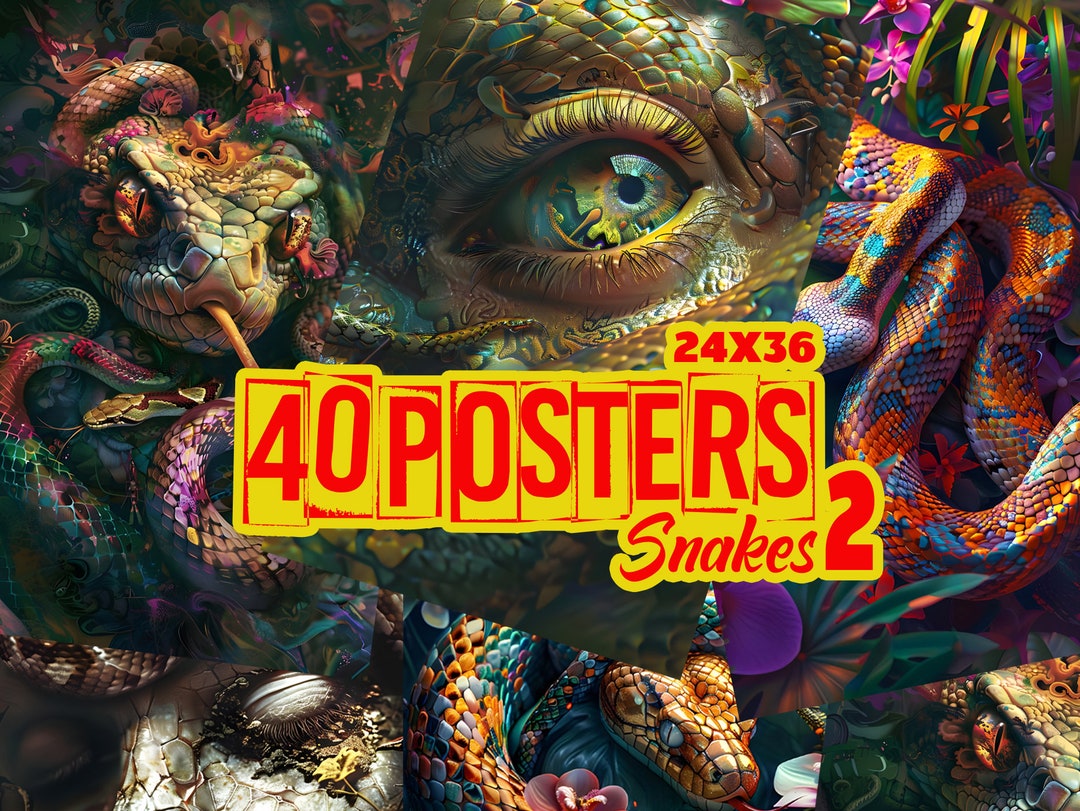 Snakes, Digital Art, Posters, Wall Art, Home Decor, Wall Decor, Art ...