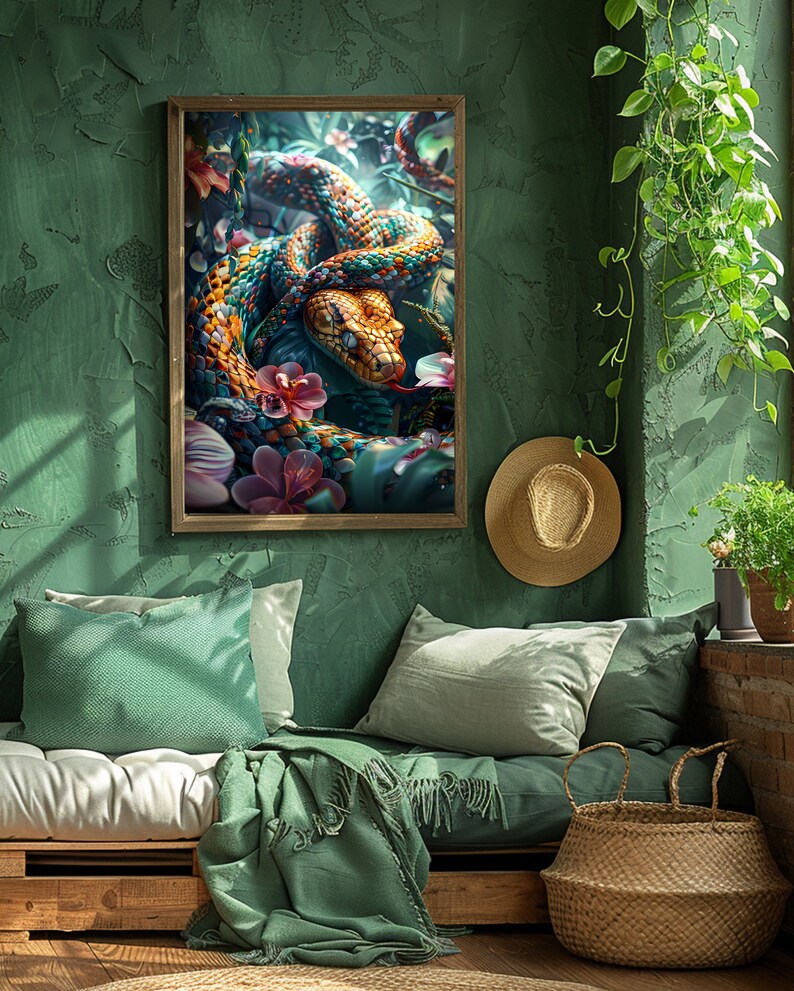 Snakes, Digital Art, Posters, Wall Art, Home Decor, Wall Decor, Art ...