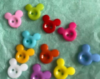 Disney novelty mouse head 12mm buttons flat backed 2 holed
